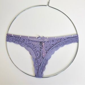NWT Victoria’s Secret Purple Malibu Pearl Lace Very Sexy Thong Panty Underwear
